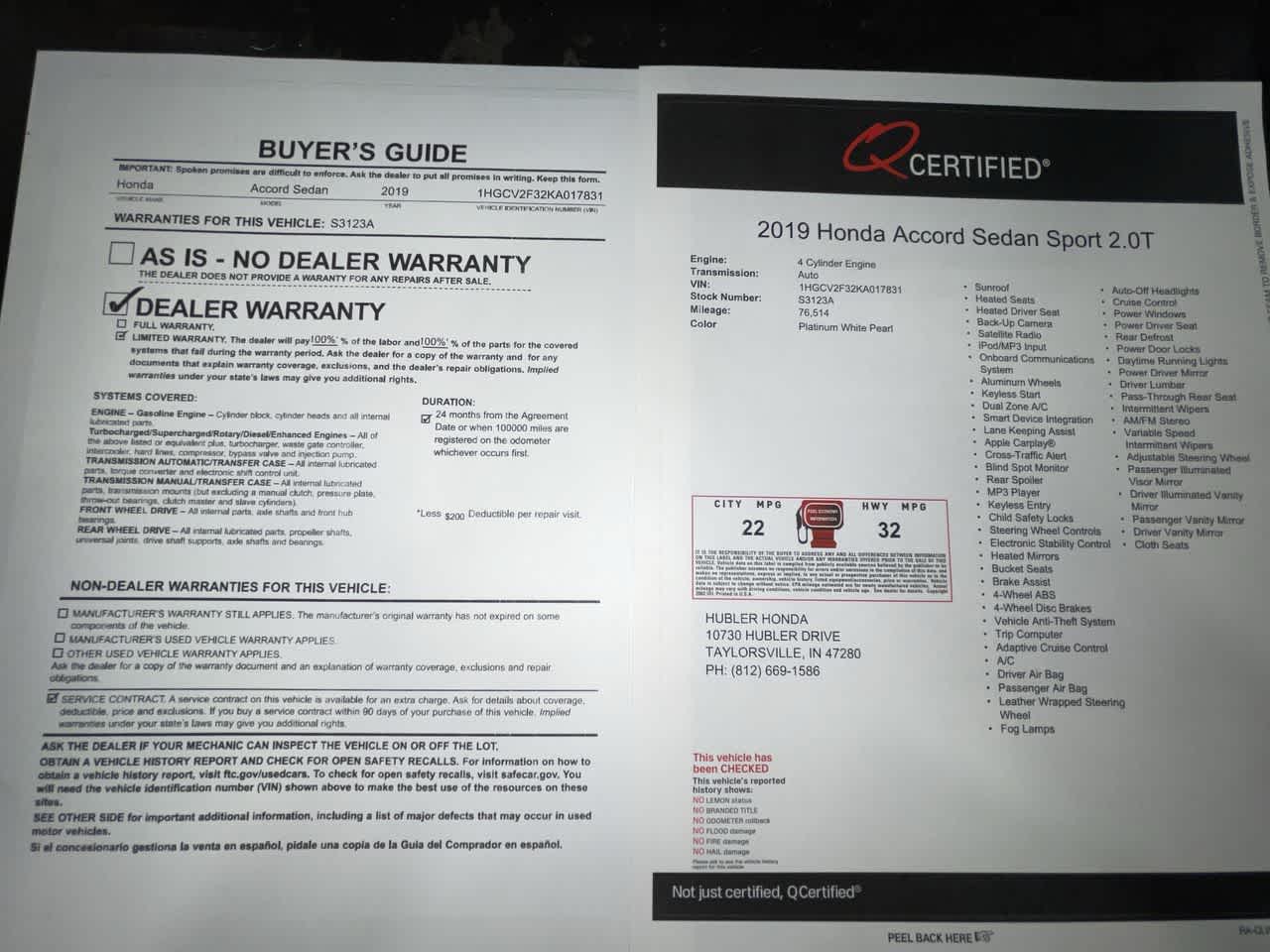 2019 Honda Accord Sport 2.0T