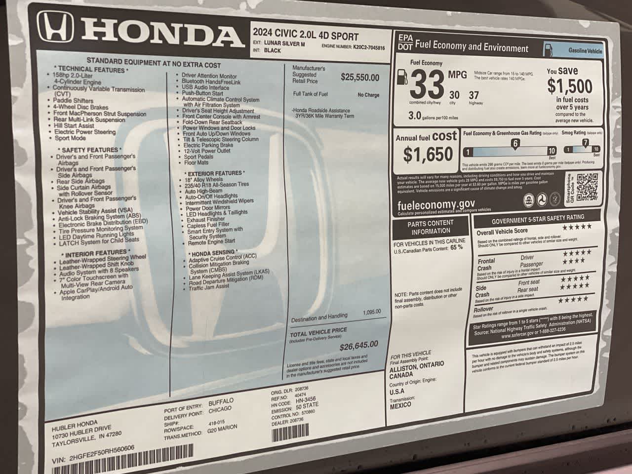 2024 Honda Civic Sport