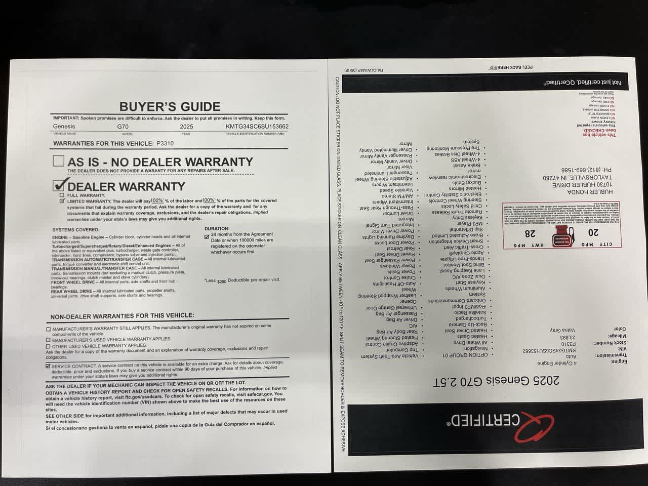 2025 Genesis G70 2.5T